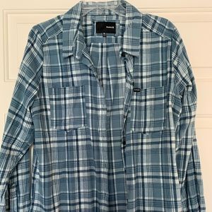 NWOT // HURLEY women’s blue plaid flannel NEW